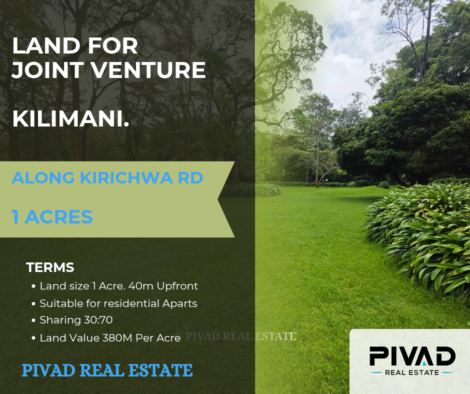 1 Acre for Joint Venture in Kilimani, Kirichwa Road